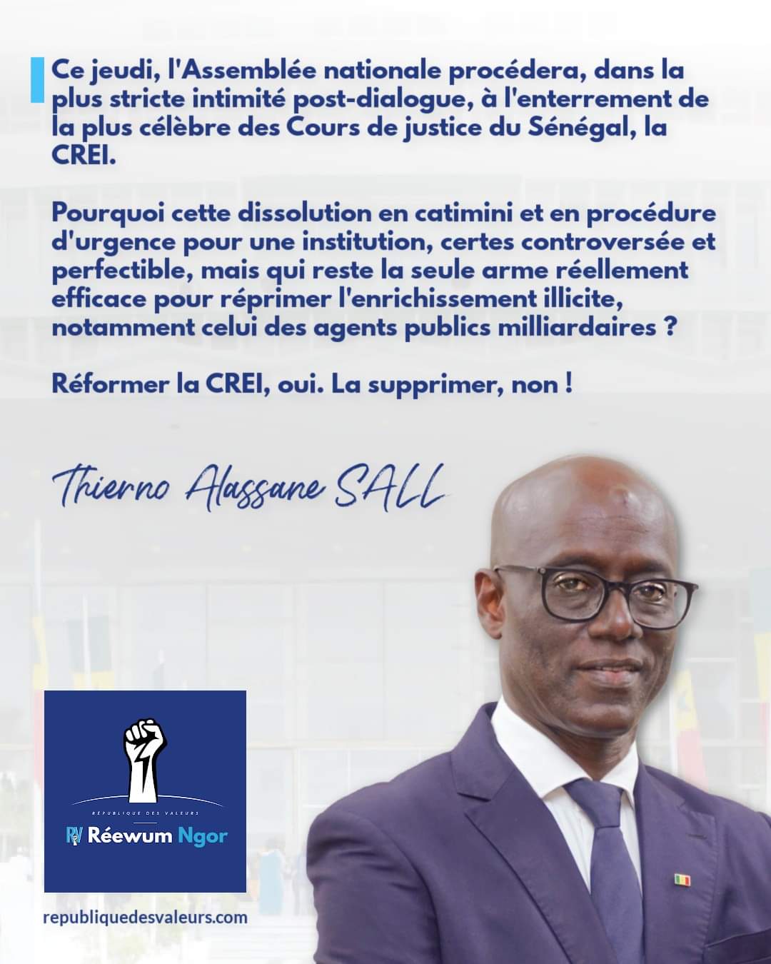 Thierno Alassane Sall contre la suppression de la CREI 1 FB IMG 1689837864870