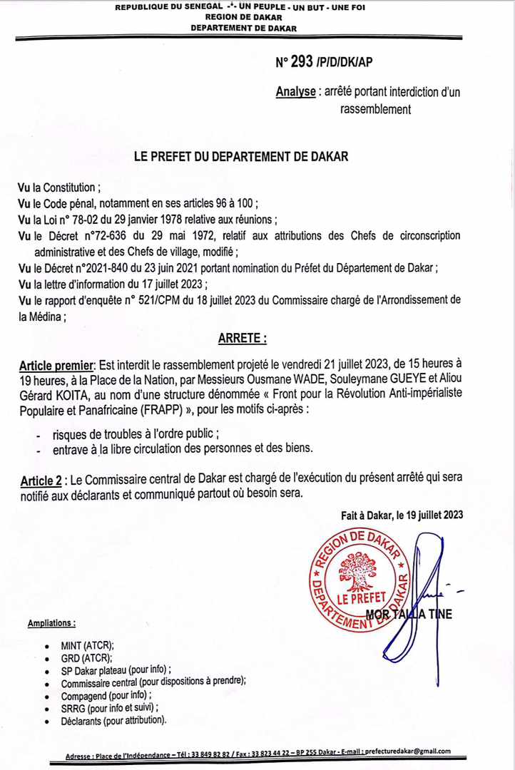 prefet dakar