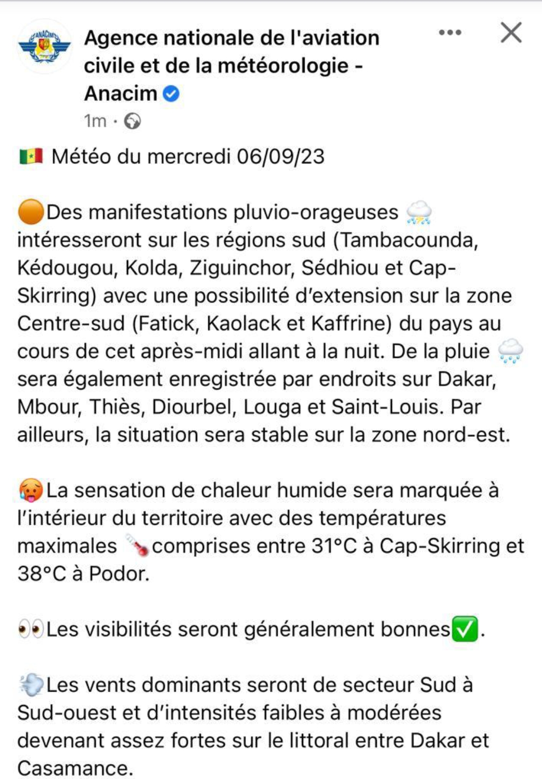 Sénégal...Encore de la pluie dans plusieurs localités 1 Screenshot 20230906 150644