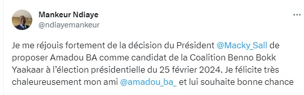 Mankeur Ndiaye se réjouit du choix de Macky sur…Amadou Ba 1 mankeur