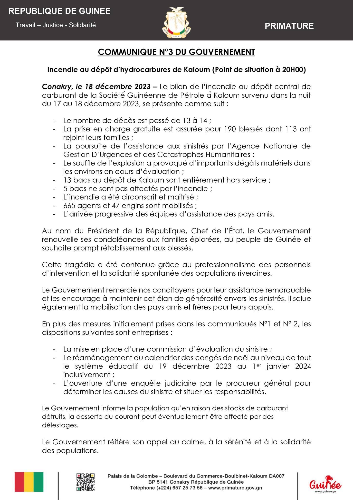 Explosion en Guinée : 14 morts enregistrés (Gouvernement) 1 410946199 757343849772162 8692034195748225830 n 1131