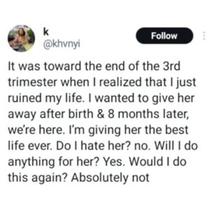 Cette femme qui a un enfant...déteste être maman 2 femme