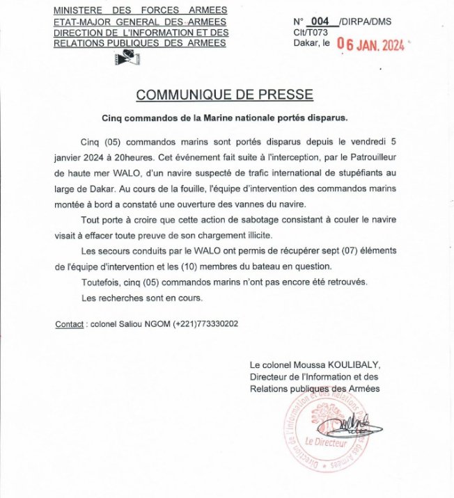 Cinq (5) commandos de la Marine sénégalaise portés disparus (document) 1 20240106 175709