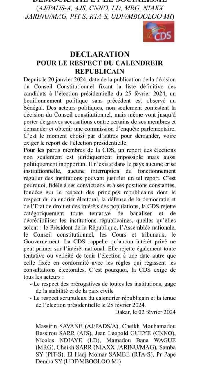 Les Partis de Gauche rejettent le report de l’élection présidentielle 1 FB IMG 1707289054850