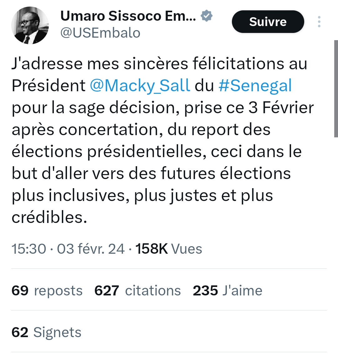 Macky reporte la présidentielle...Embalo le félicite 1 Screenshot 20240203 172522