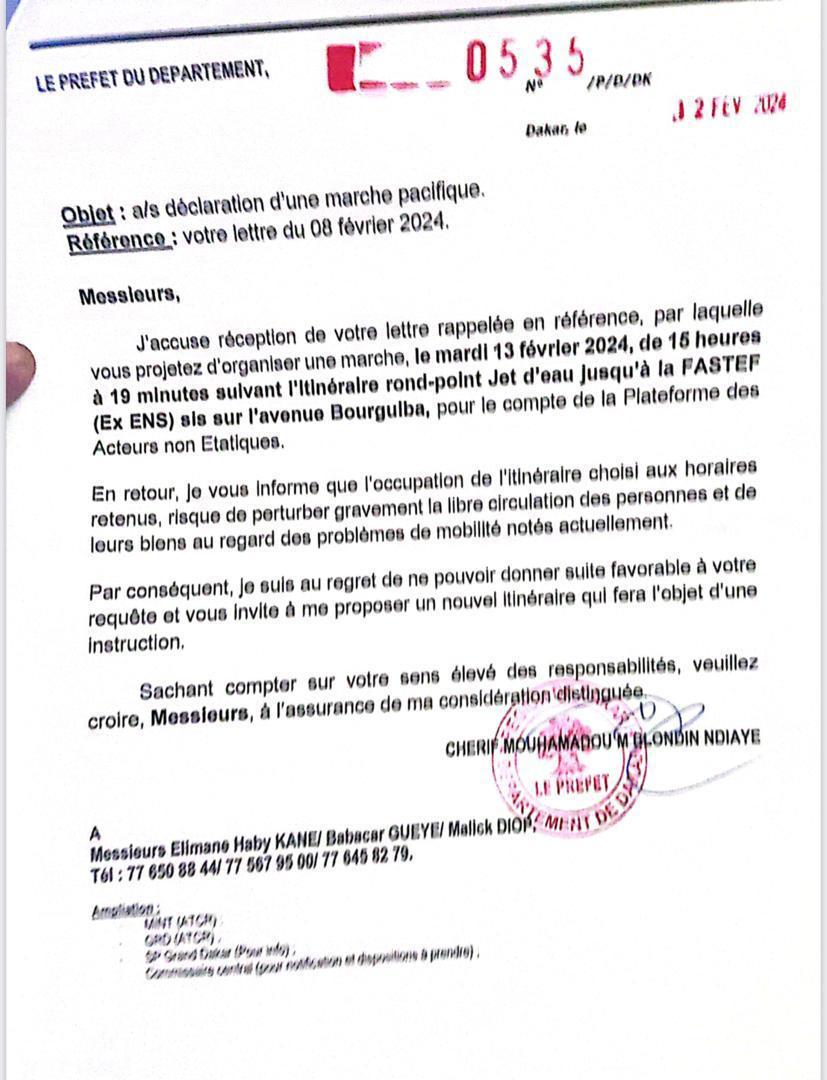 Report de la présidentielle : La marche de ce mardi interdite 1 photo 2024 02 12 23 48 05 5455