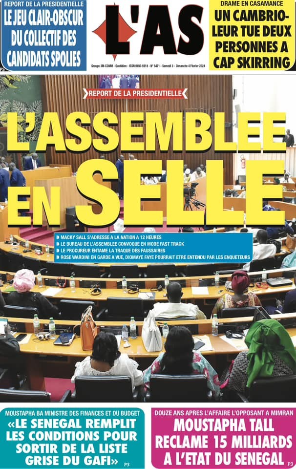 Revue de presse : l'adresse de Macky à la Nation à la UNE 3 adresse