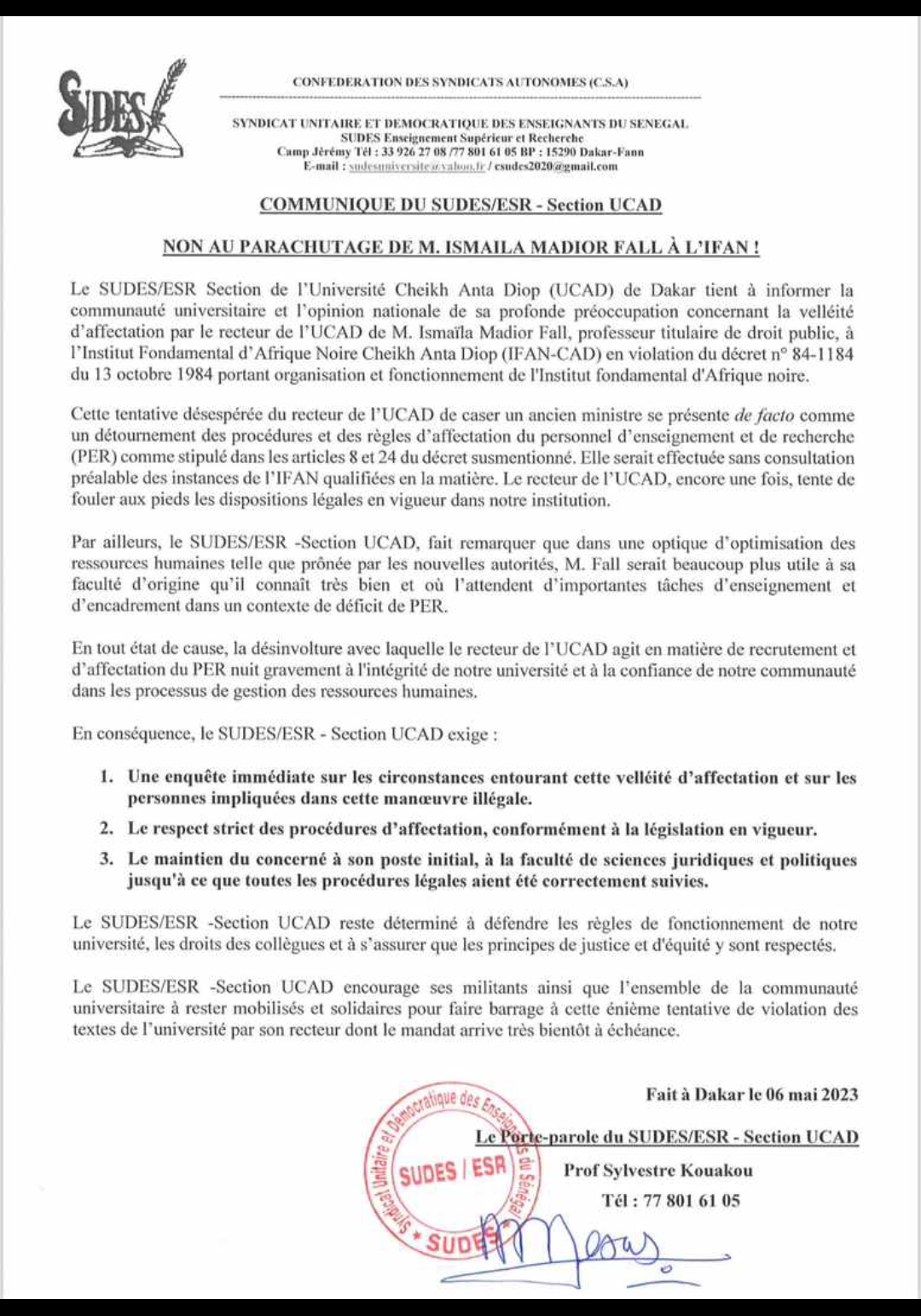 Madior à l'IFAN...Le recteur de l’Ucad accusé "de détournement de procédures" 1 Screenshot 20240507 080046
