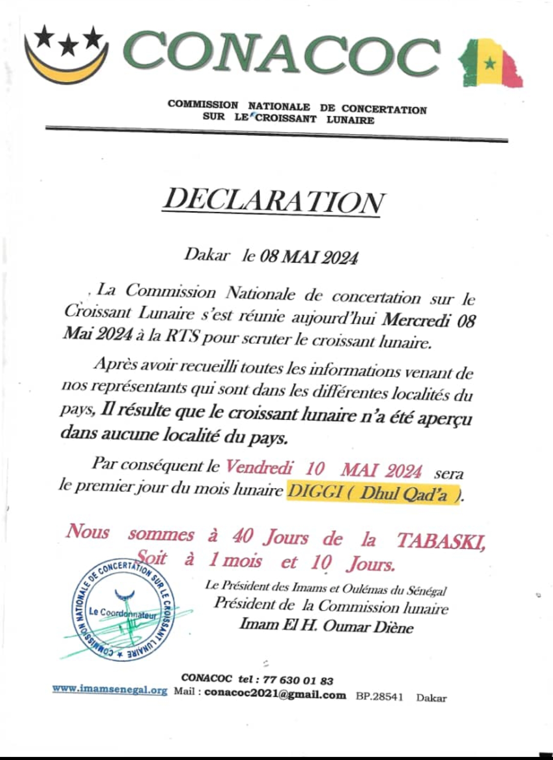 Sénégal...La Tabaski c'est dans 40 jours (communiqué) 1 Screenshot 20240508 214838
