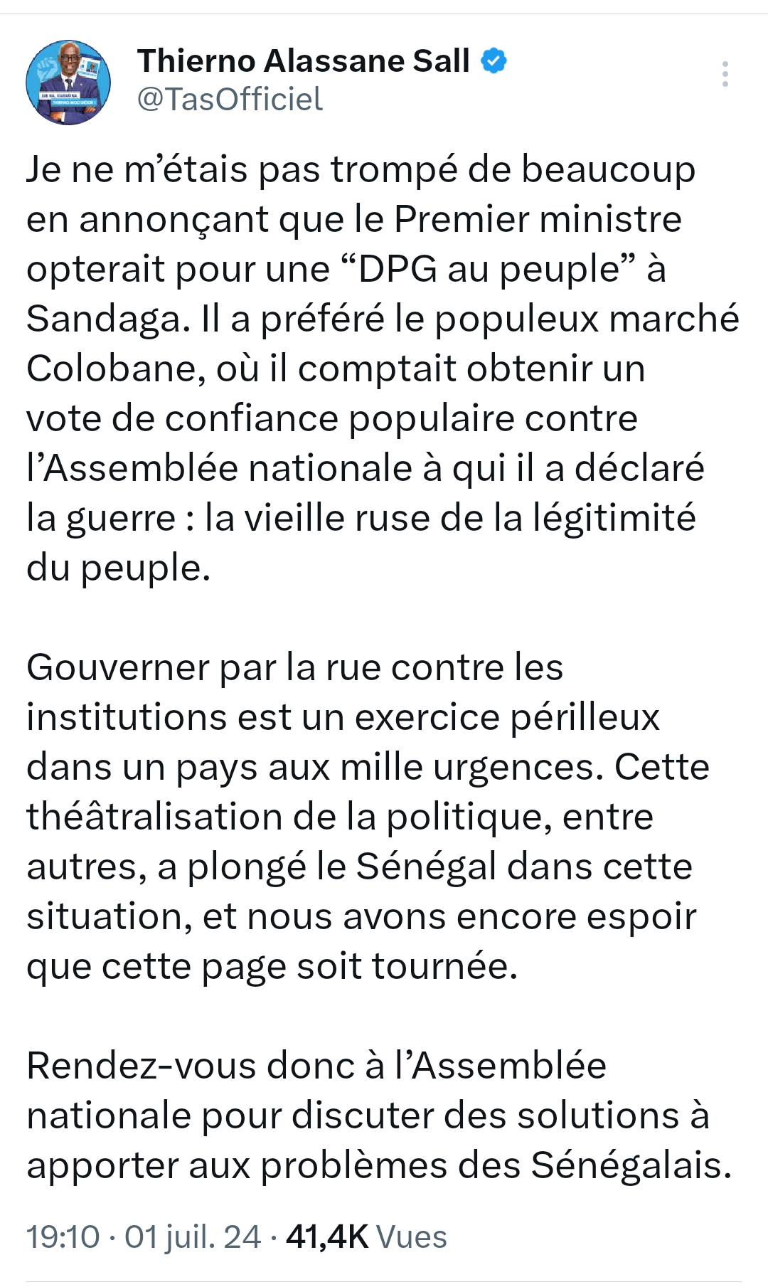 Thierno Alassane Sall sur la DGP : «Sonko a préféré le populeux marché Colobane» 1 Screenshot 20240701 215410