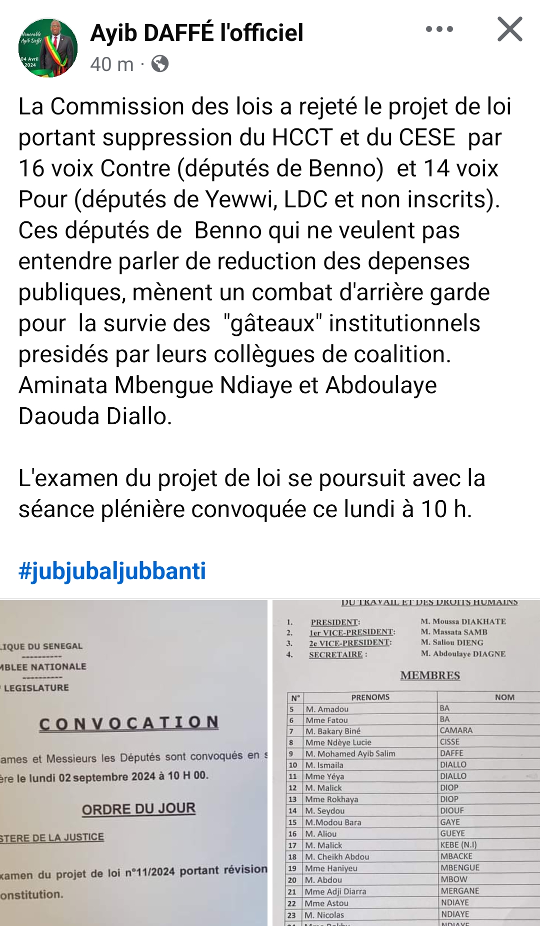 Assemblée : La Commission des loi rejette la suppression du HCCT et du CESE 1 Screenshot 20240831 145920