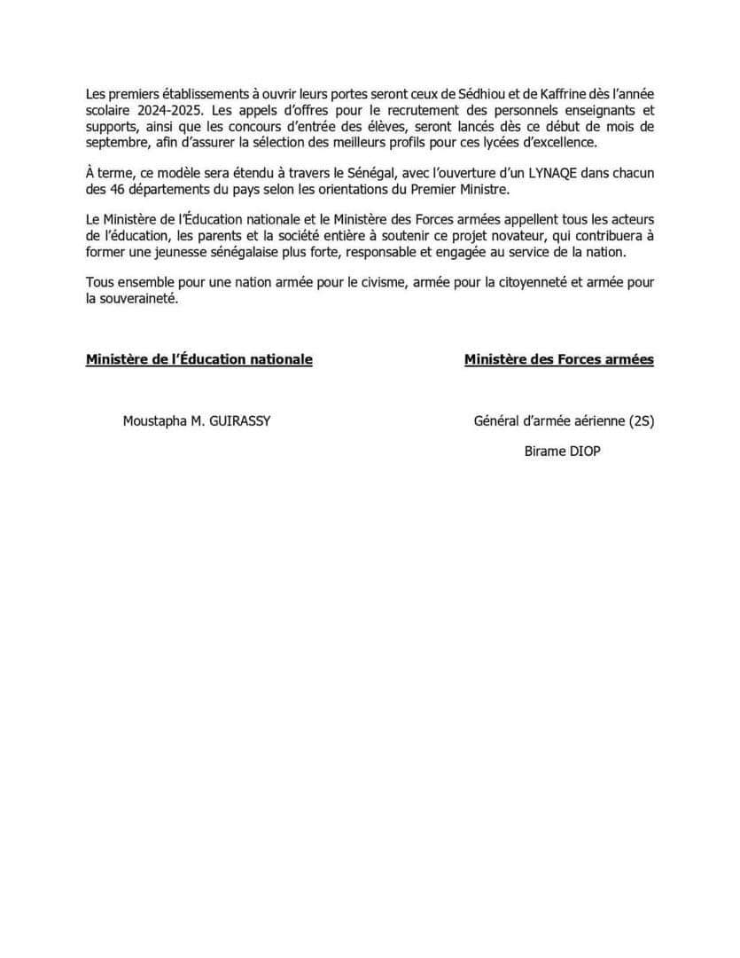 Sénégal...Vers la création de Lycées Nation-Armée (documents) 2 FB IMG 1725256080604