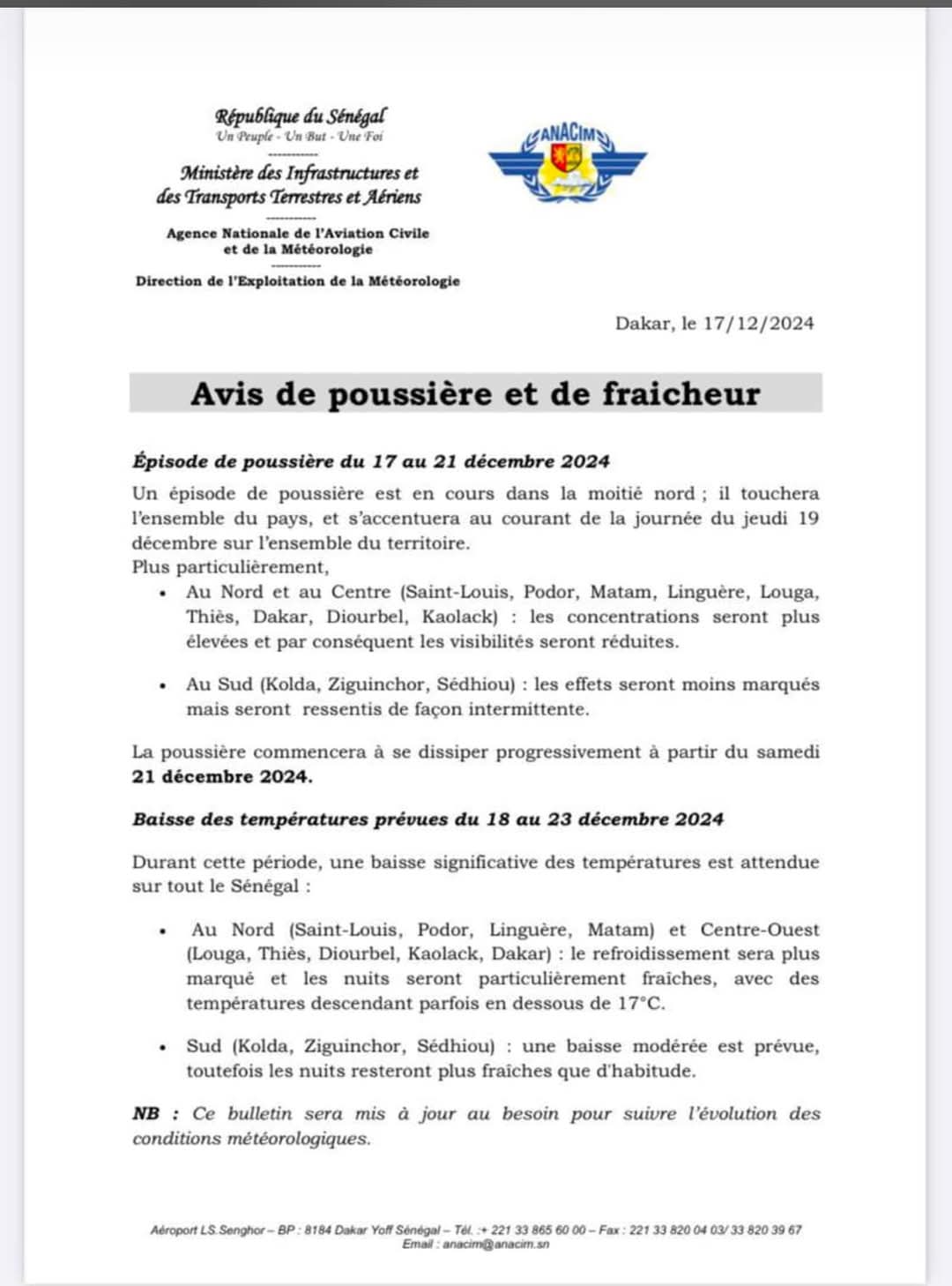 Alerte météo : De la poussière sur l’ensemble du pays 1 FB IMG 1734475278747