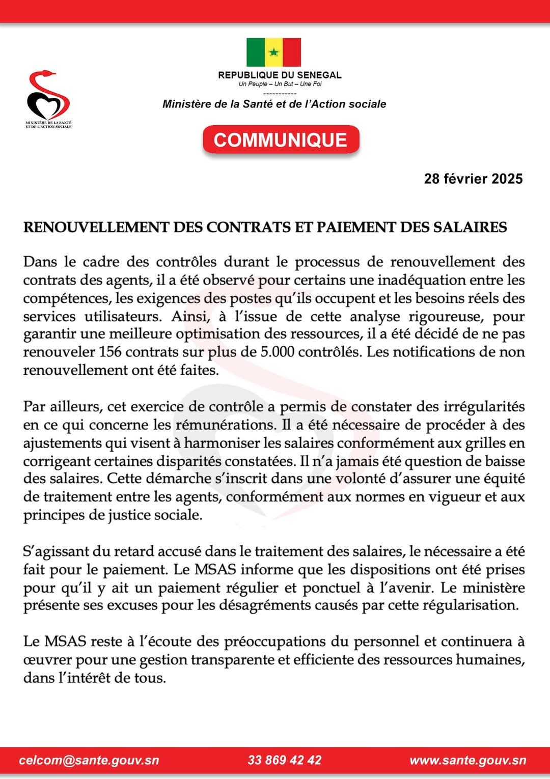 Ministère de la santé : 156 agents menacés de licenciement 1 FB IMG 1740769171115