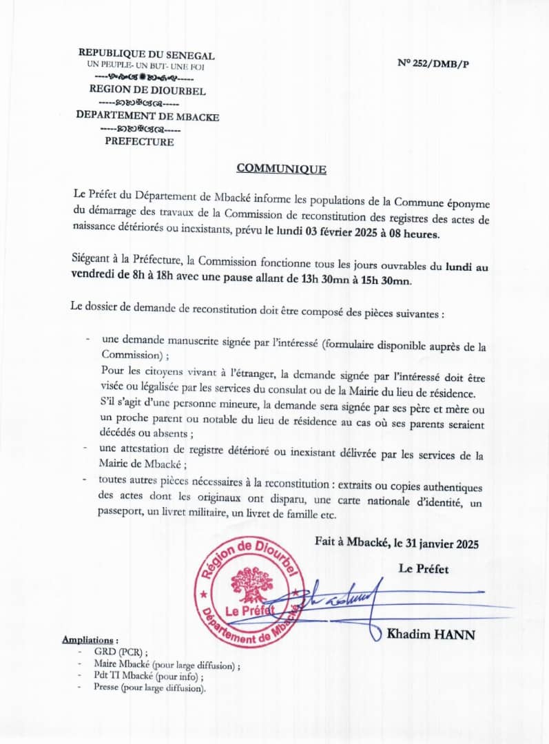Mbacké : La reconstruction des actes d'état civil démarrent le 03 février 1 IMG 20250131 WA0134 1
