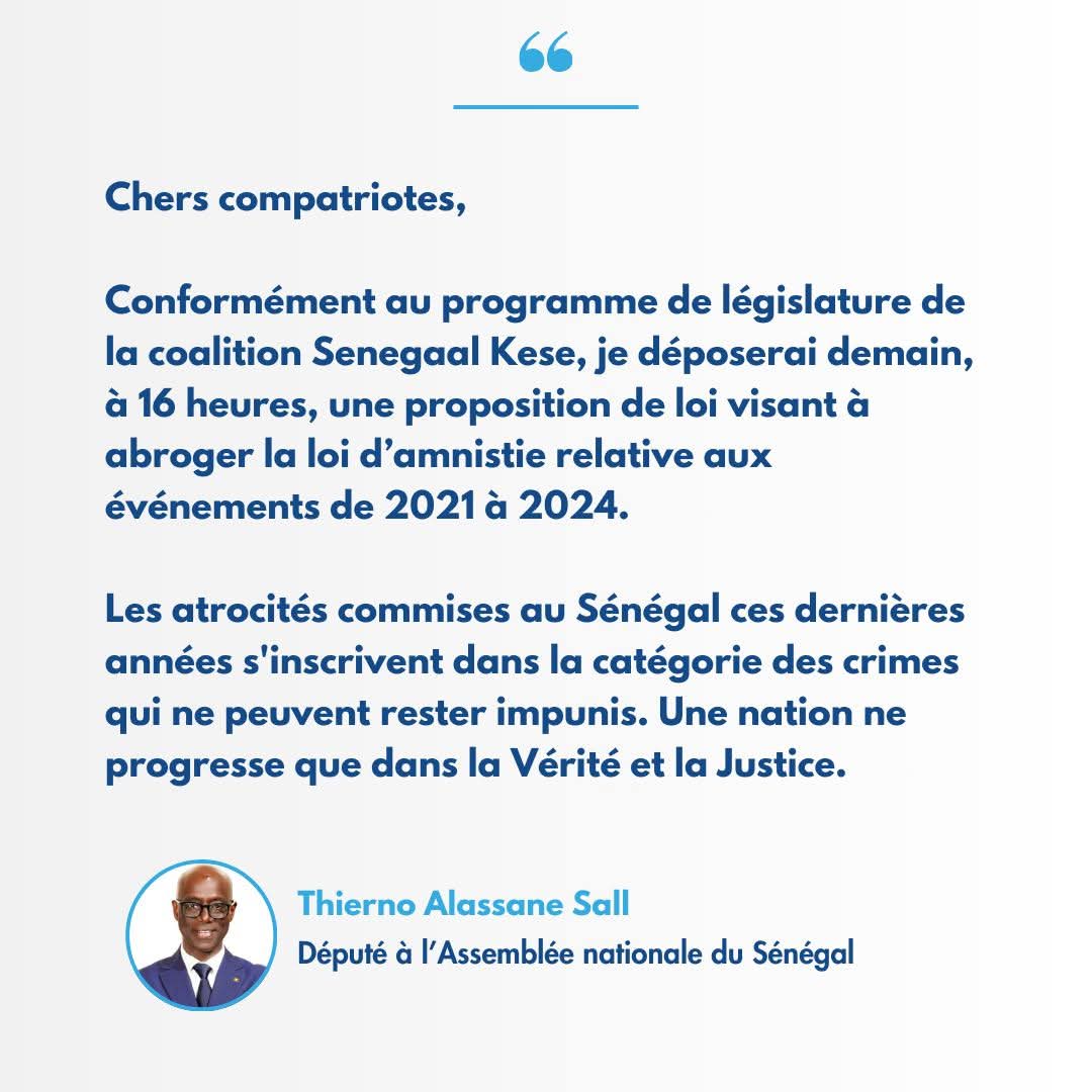 Abrogation de la loi d'amnistie : Thierno Alassane Sall va saisir l'Assemblée 1 IMG 20250217 WA0040