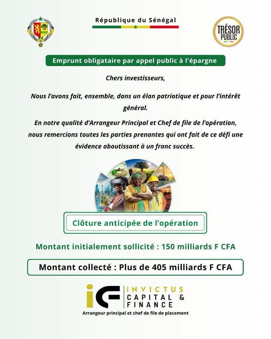 Emprunt obligataire par appel public : Le montant largement dépassé 1 FB IMG 1744414570685