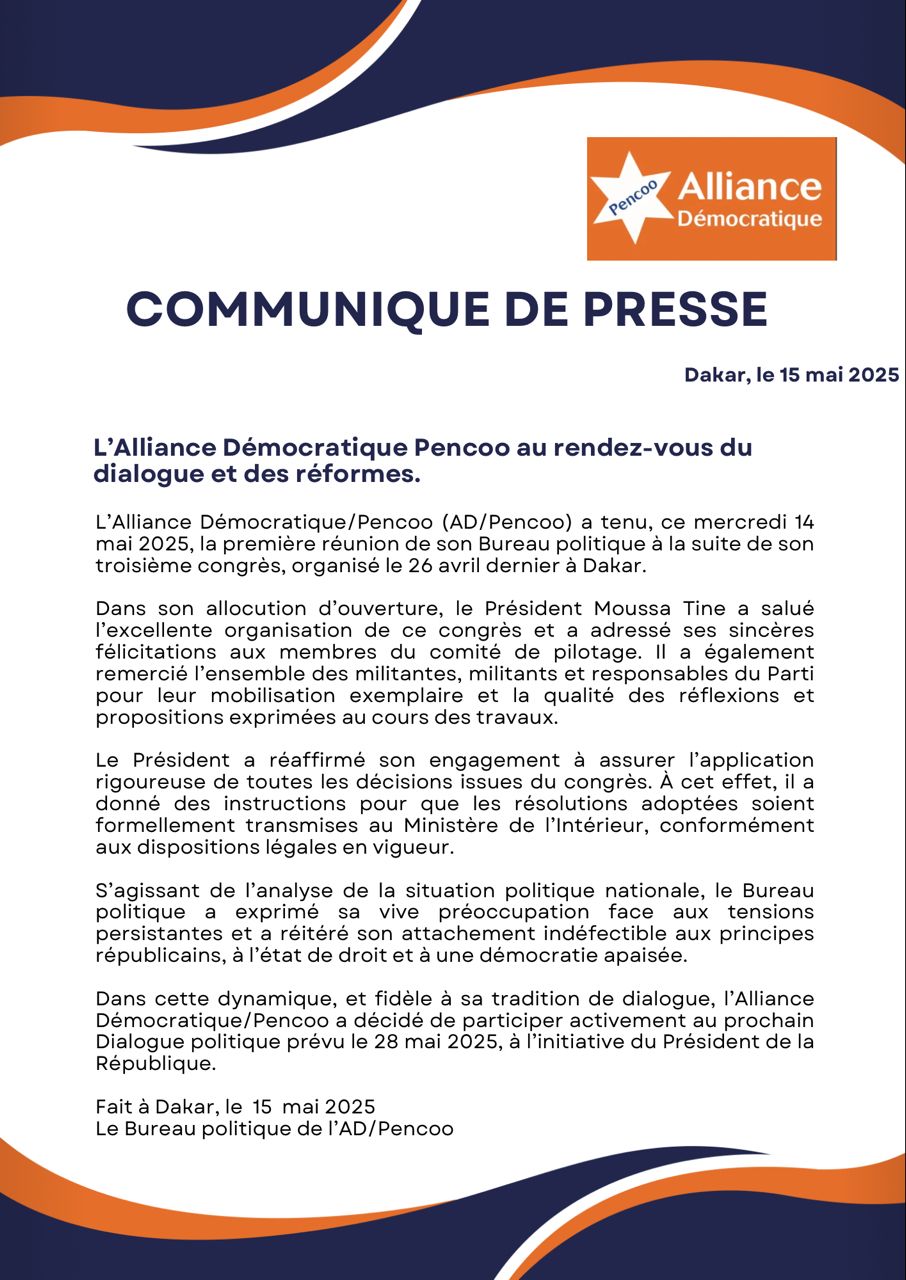 L’Alliance Démocratique Pencoo va participer au dialogue du 28 mai 1 IMG 20250515 WA0020