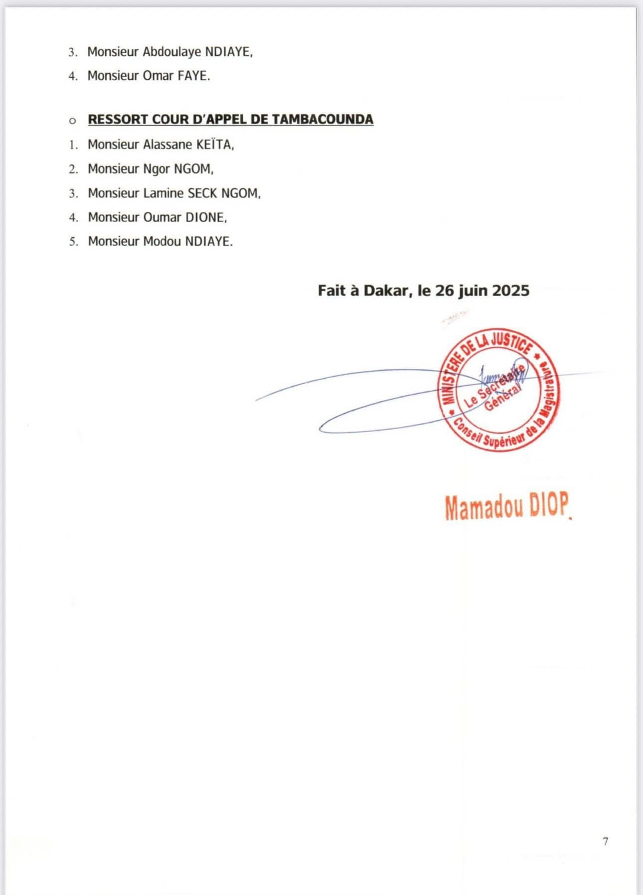 Changement au sein de la Magistrature sénégalaise (documents) 7 FB IMG 1750948407813