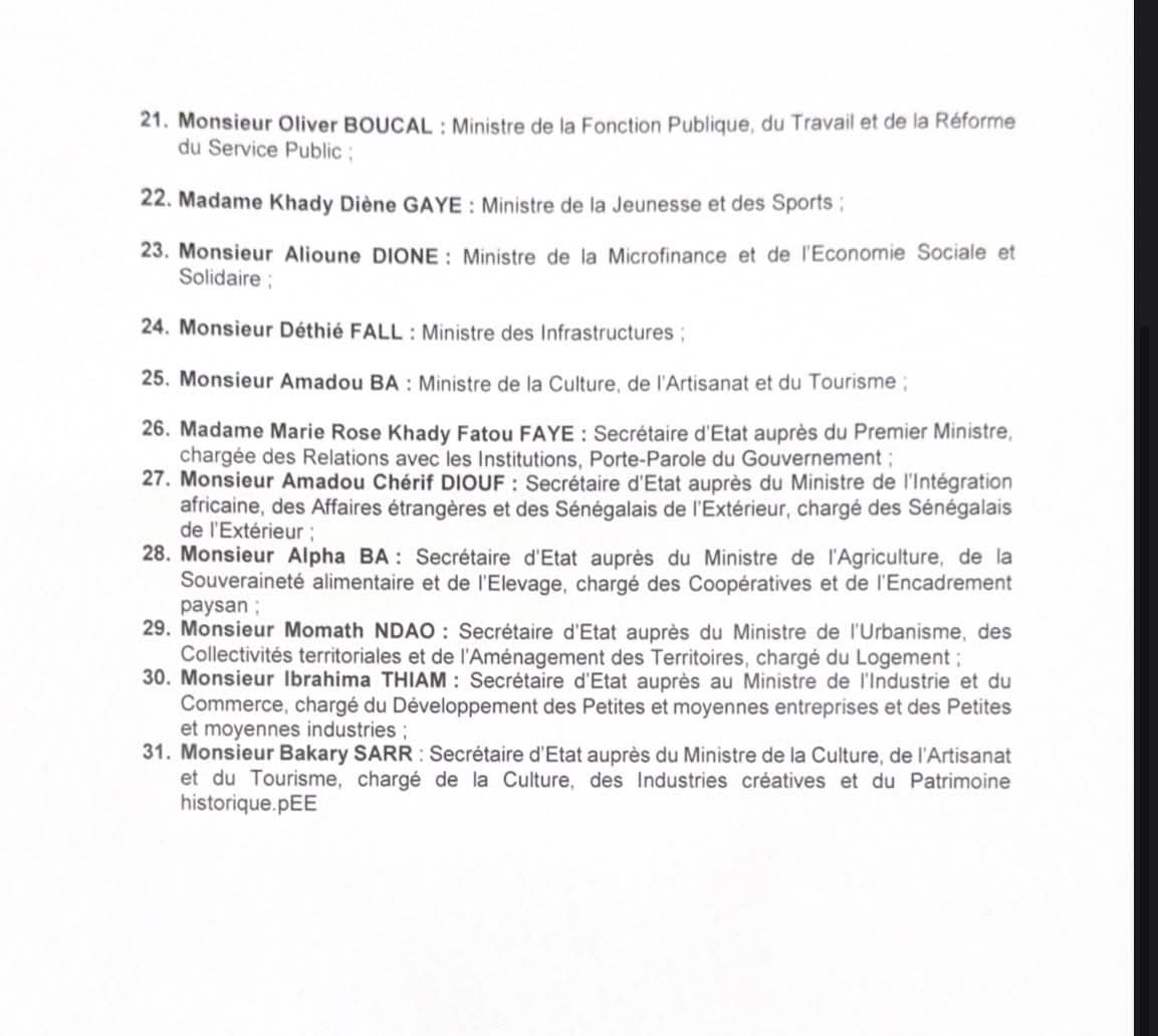 Remaniement ministériel au Sénégal : Voici la composition du nouveau gouvernement 2 FB IMG 1757202898156