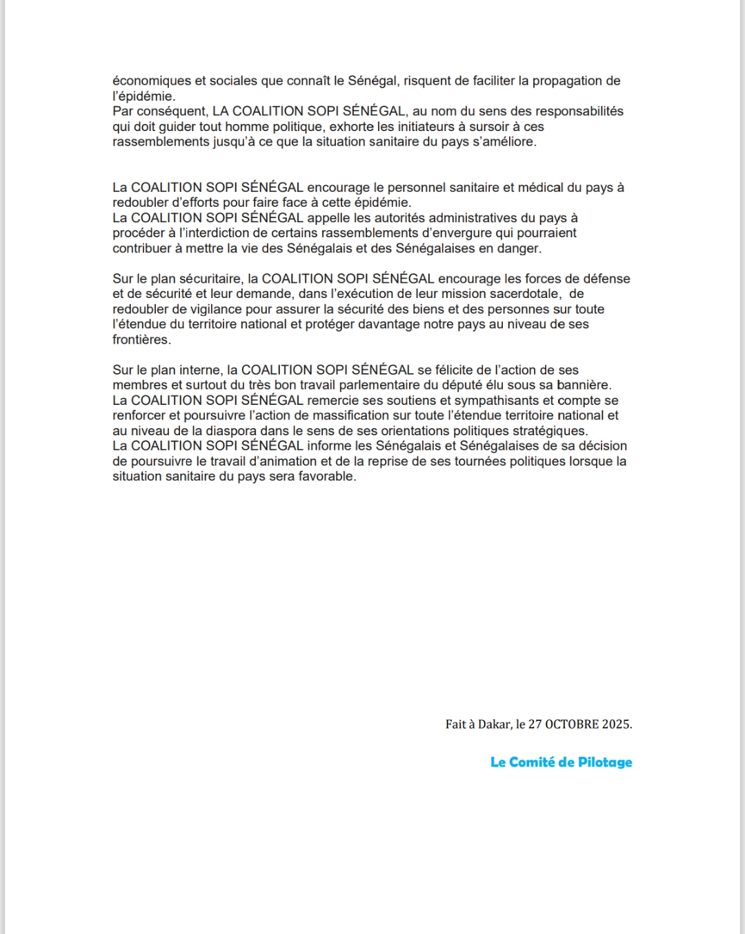 La Coalition Sopi Sénégal tire la sonnette d’alarme sur la situation économique et sociale 2 Screenshot 20251027 211743