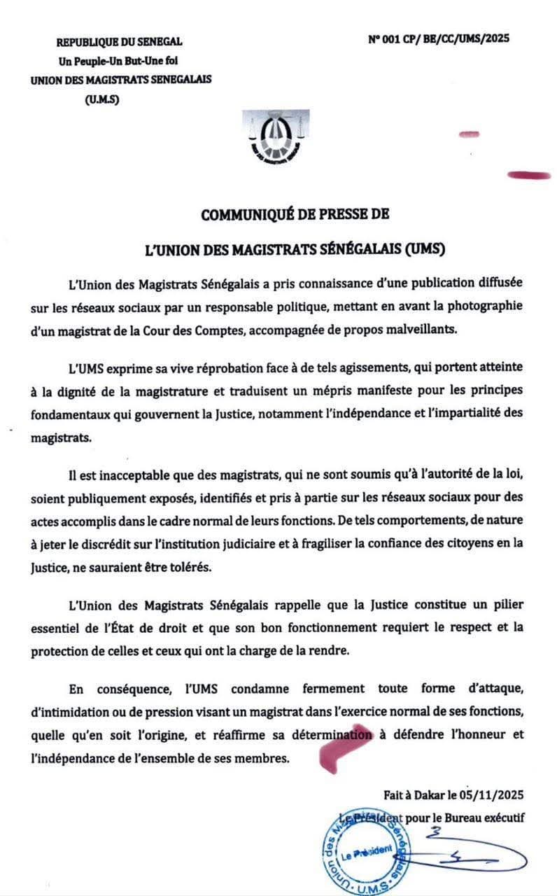 L’UMS dénonce les attaques contre un membre de la Cour des Comptes 1 FB IMG 1762434810729