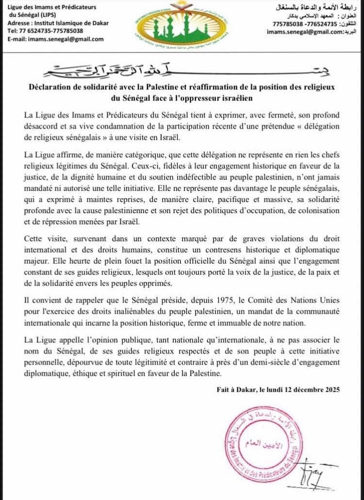 La Ligue des Imams du Sénégal réaffirme son soutien à la Palestine 1 93105204 65123350