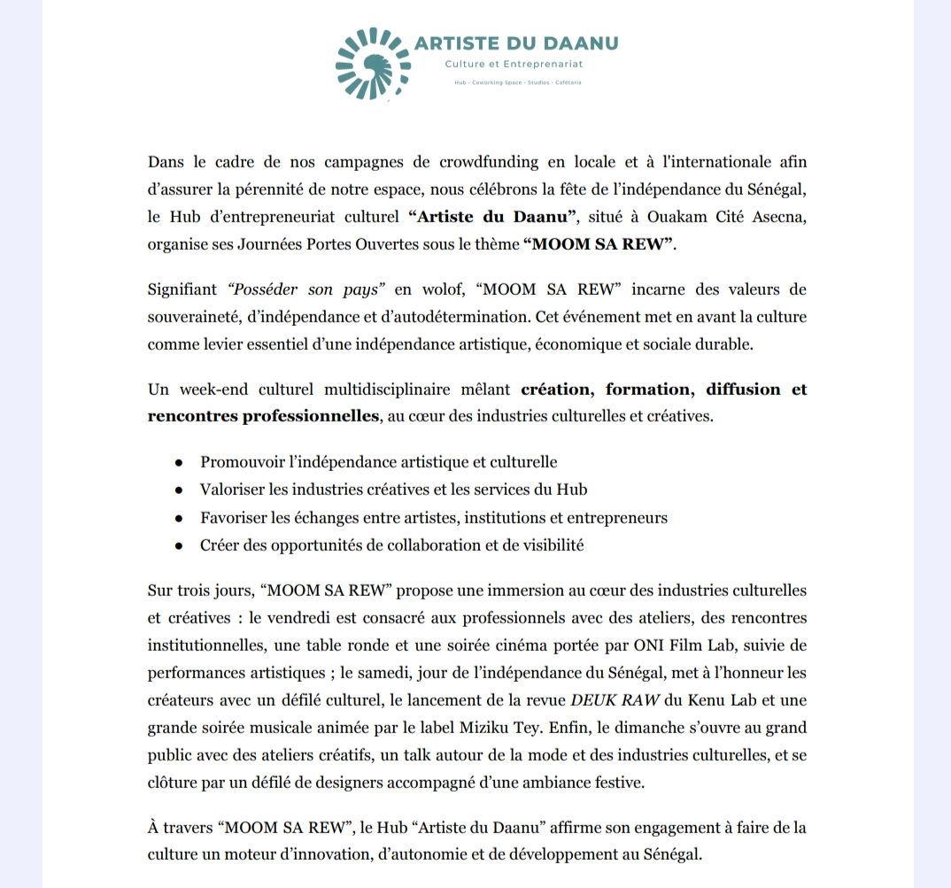 Week-end « MOOM SA REW » : «Artiste du Daanu» affirme son ambition culturelle à Dakar 1 Screenshot 20260327 123030 e1774617224660