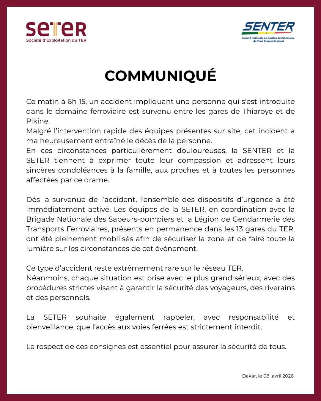 Drame sur le TER : une personne perd la vie entre Thiaroye et Pikine 1 FB IMG 1775656707882