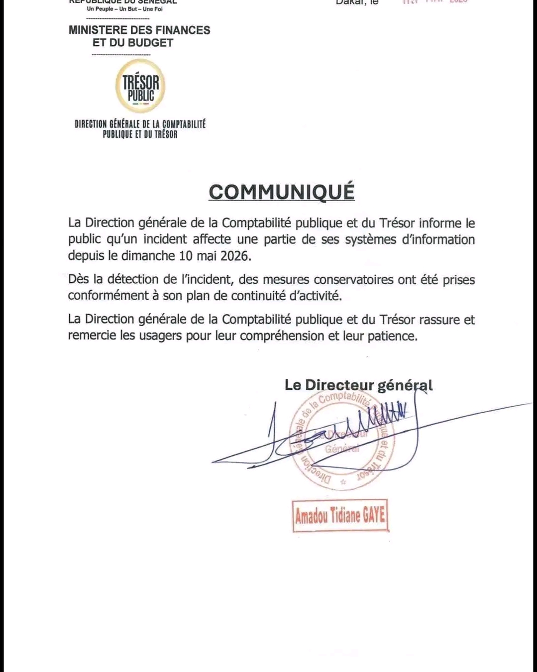 Trésor public : Des perturbations signalées dans les systèmes d’information de... 1 1778516147100
