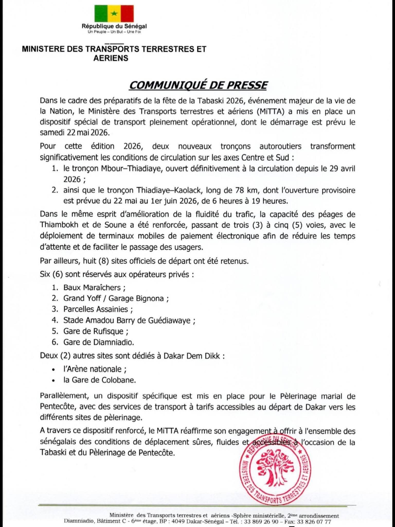 Tabaski 2026 : Le MITTA déploie un plan spécial de transport 1 702659474 1559380535772740 6223440340167502249 n