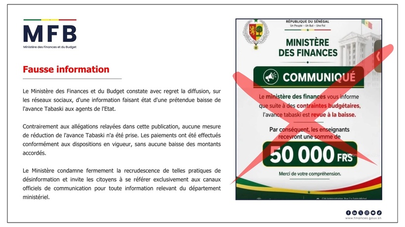 Le ministère des Finances dément toute baisse de l&rsquo;avance Tabaski