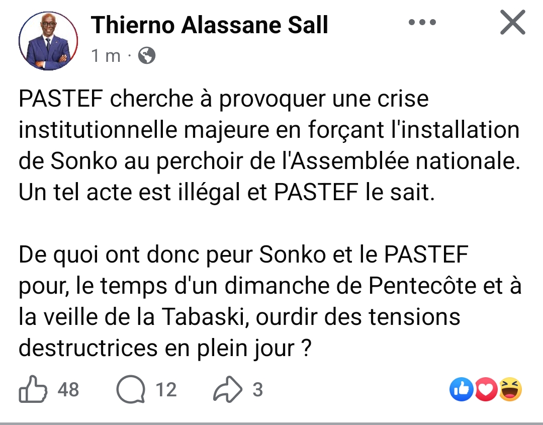 Thierno Alassane Sall : « PASTEF cherche à provoquer une crise institutionnelle » 1 Screenshot 20260524 200119