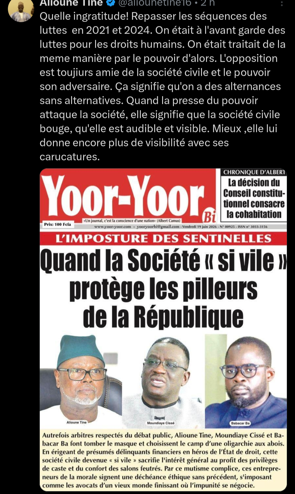 Alioune Tine au journal Yoor Yoor : « Quelle ingratitude ! » 1 6a3526c8d3160 PzMBDdek4s