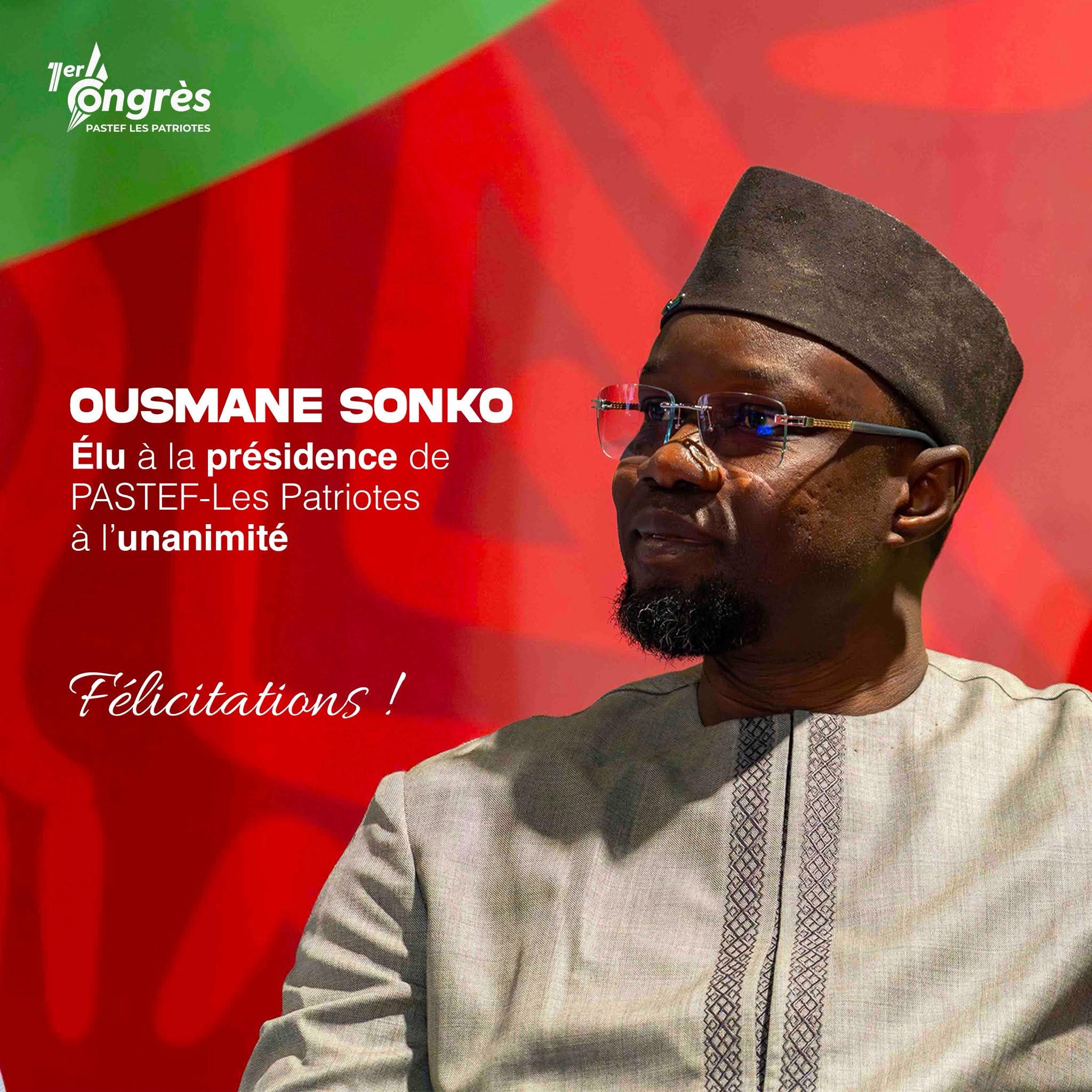 Congrès Pastef : Ousmane Sonko réélu à l’unanimité