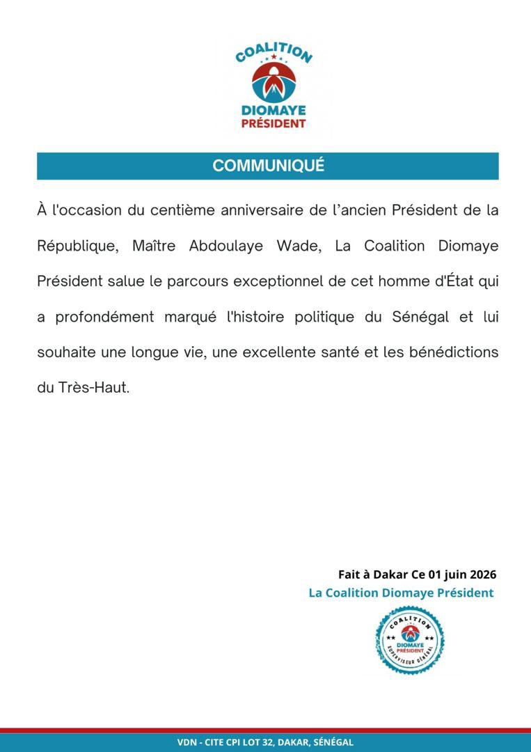 La Coalition Diomaye Président rend hommage à Wade pour son centenaire 1 WhatsApp Image 2026 06 01 at 19.16.54