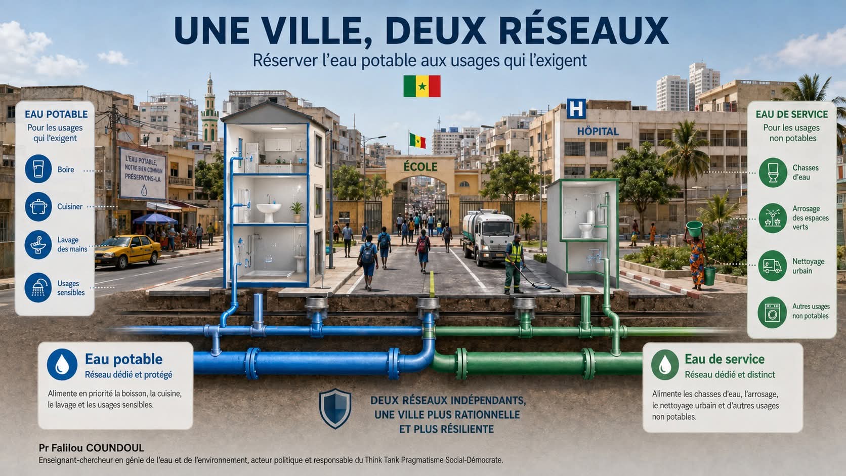 Une ville, deux réseaux : Réserver l&rsquo;eau potable aux usages qui l&rsquo;exigent (Par Pr Falilou Coundoul)