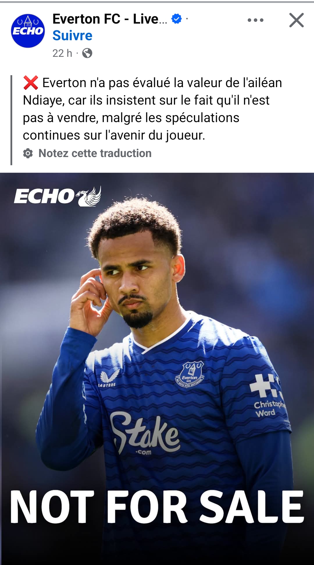 Mercato : Everton ferme la porte à un départ d'Iliman Ndiaye 1 Screenshot 20260730 200805