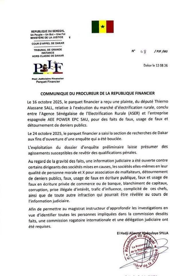 Affaire ASER-AEE Power : le Parquet financier ouvre une information judiciaire 1 FB IMG 1786981429455