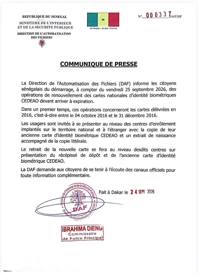 La DAF annonce le renouvellement des cartes nationales d'identité 1 1790264632811