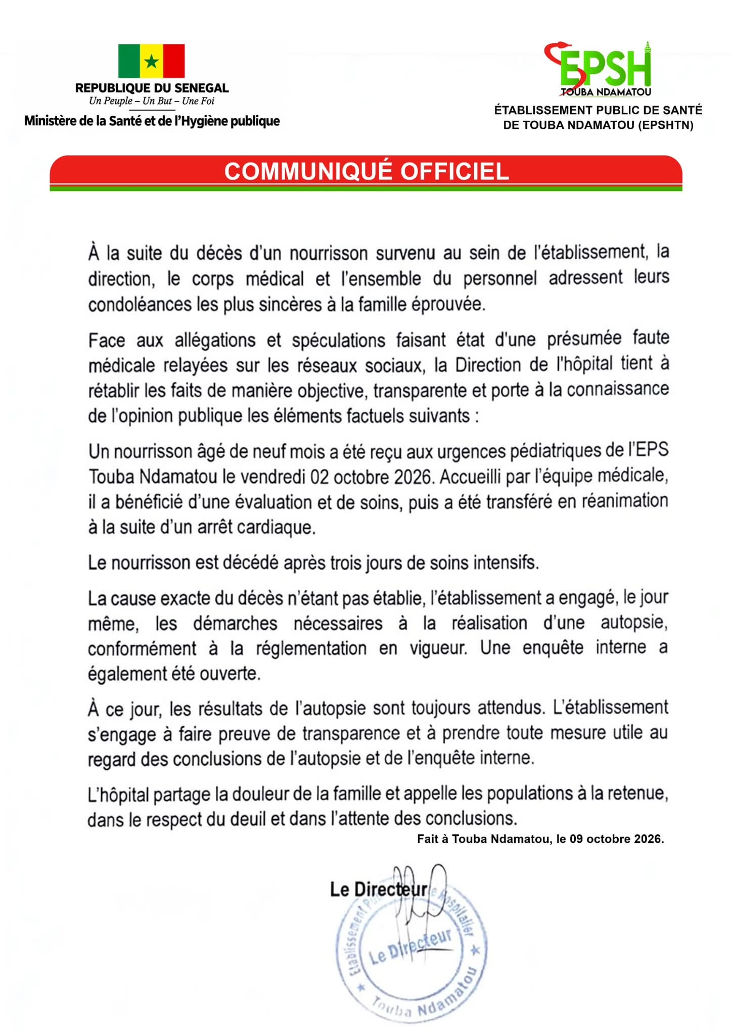 Décès d’un nourrisson : L’hôpital Ndamatou réagit (communiqué) 1 839936566 979215598530391 426694594370570884 n