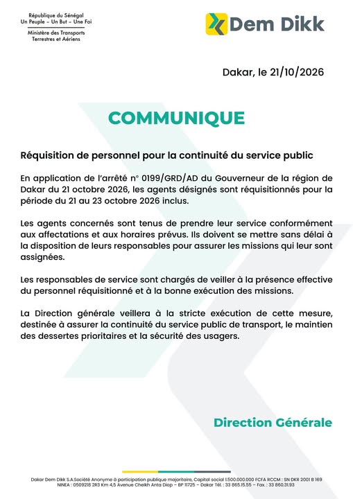 Grève du FSDT : Dakar Dem Dikk réquisitionne des agents 1 857872144 1091125500355803 5779896812222958142 n