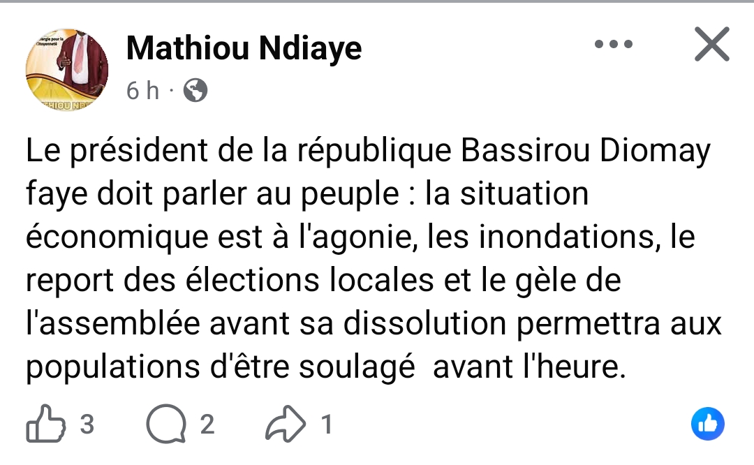 Mathiou Ndiaye : « Le président de la République doit parler au peuple » 1 Screenshot 20261008 005358