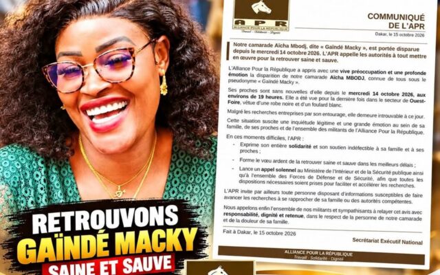 Disparition de « Gaïndé Macky » : L’APR interpelle les autorités